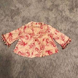 Cousin Carl Swing Jacket Size L Red/Cream Swirls